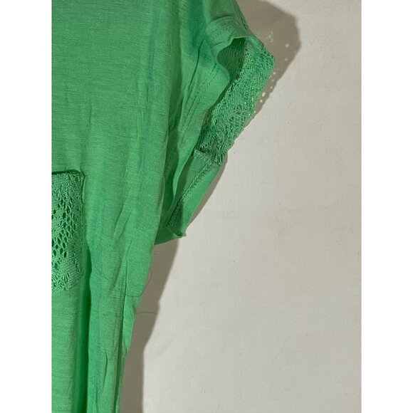 Dots short sleeve shirt lace pocket green polyester medium bust 18" READ - Picture 3 of 11